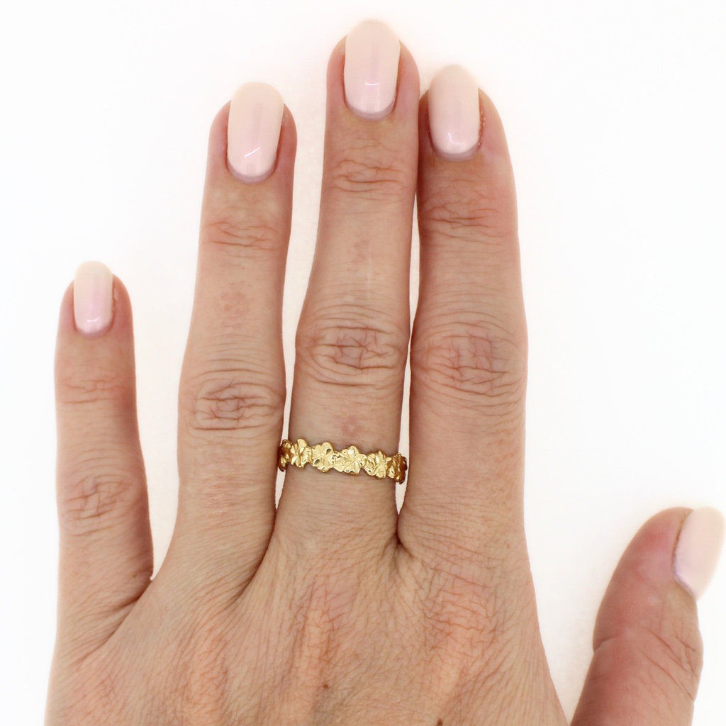 14K Gold Plumeria Band Ring