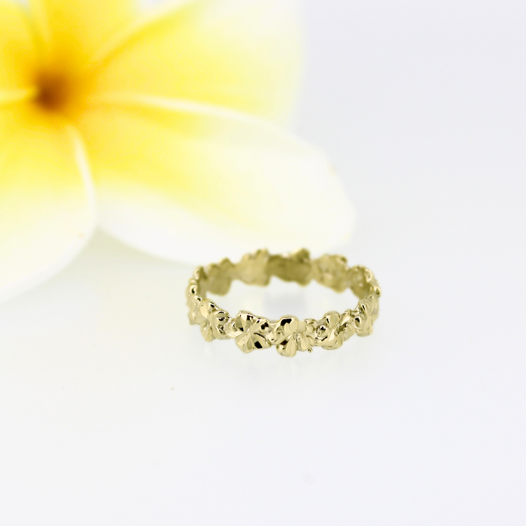 14K Gold Plumeria Band Ring