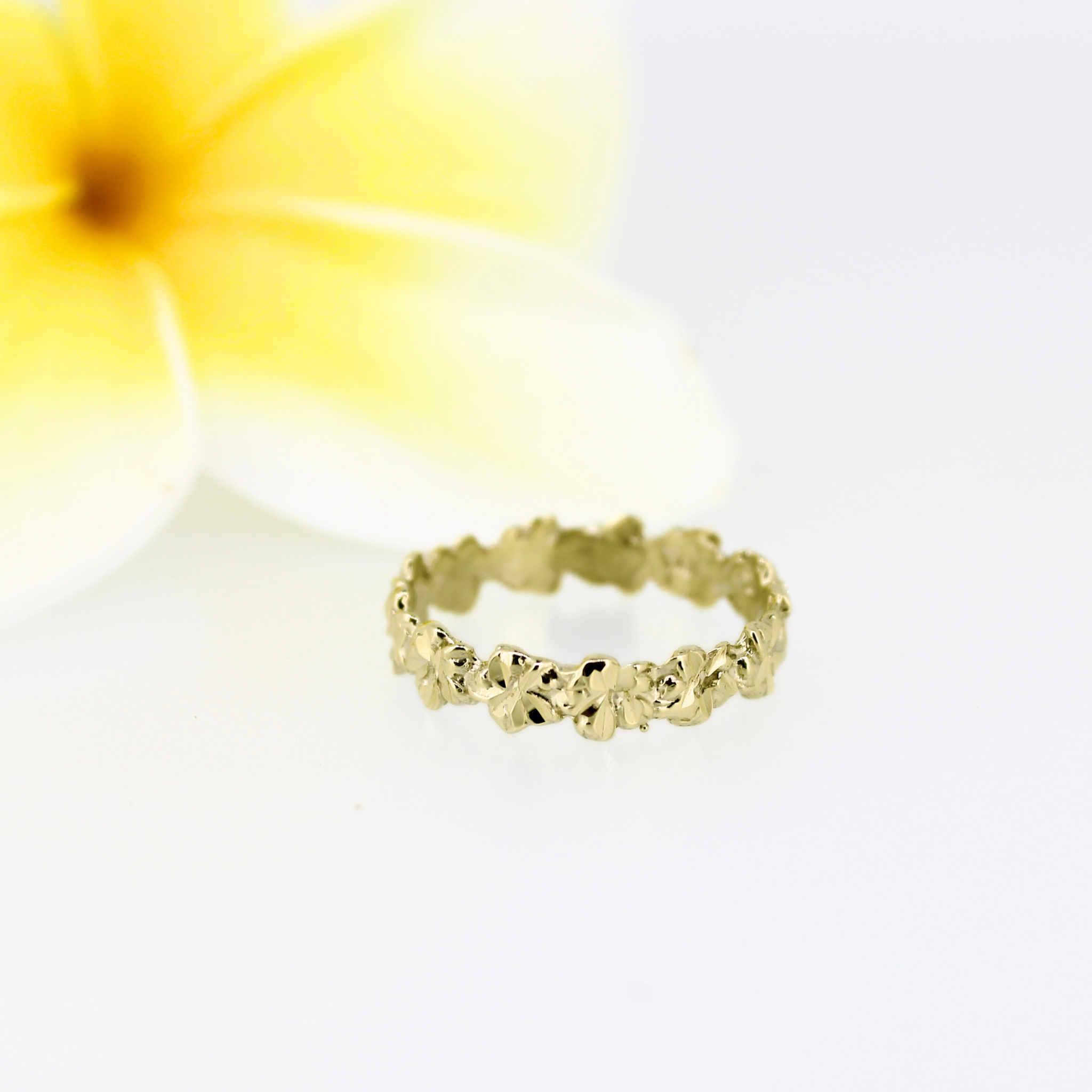 14K Gold Plumeria Band Ring