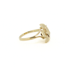 Brianne and Co. side view of 14k gold plumeria ring