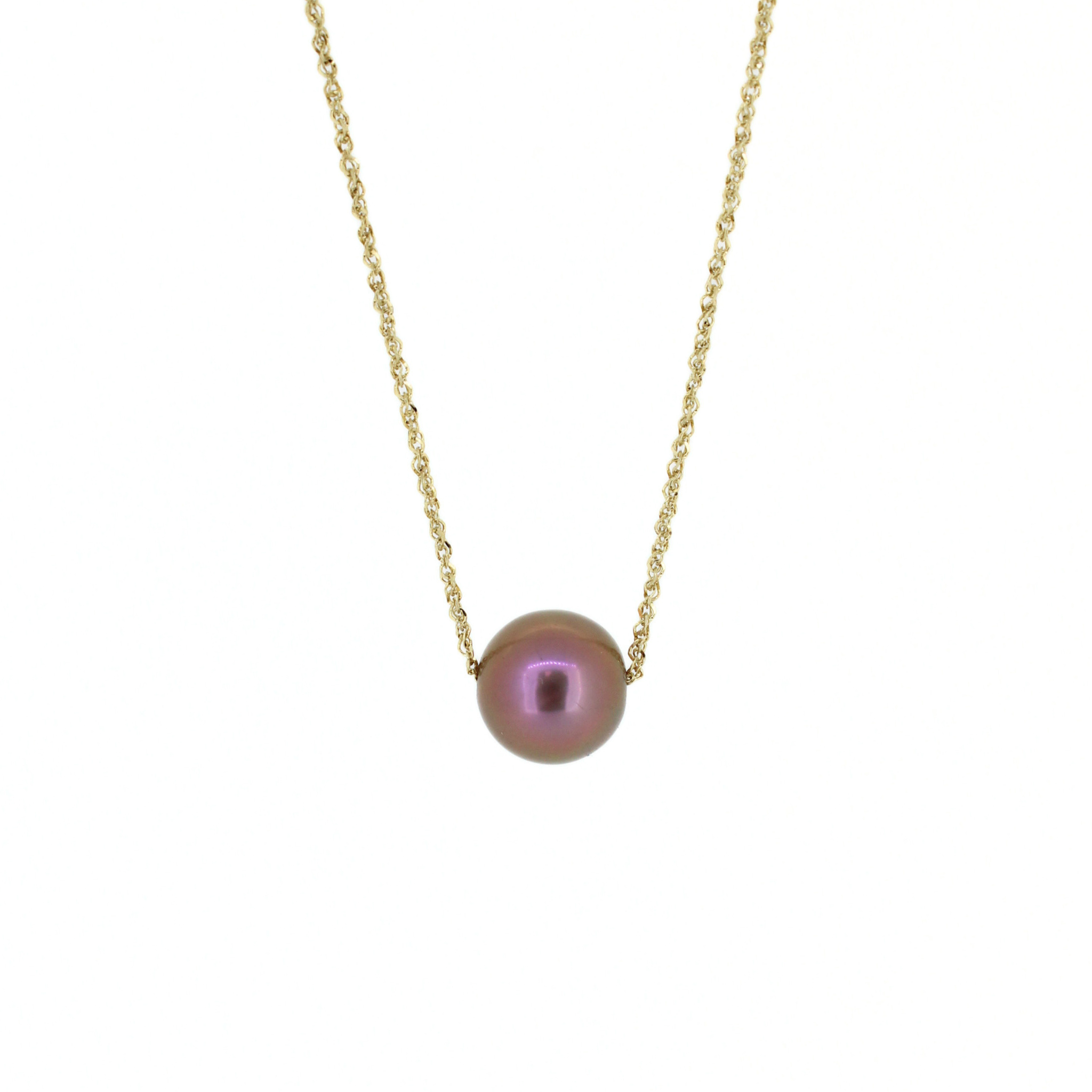 Brianne & Co. 14k Gold Deep Purple Edison Pearl Floating Necklace 16"