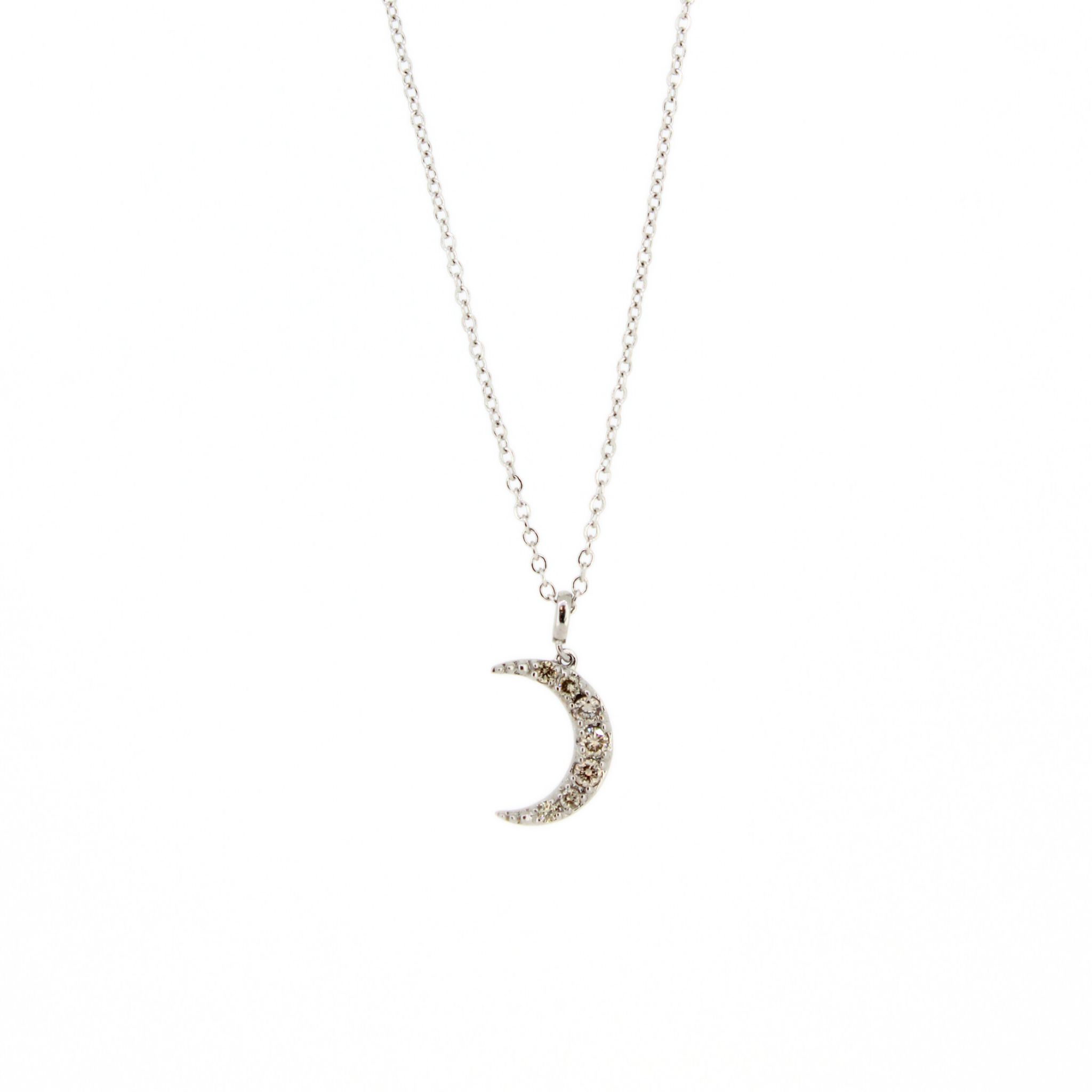 Brianne 
& Co. dainty 14k white gold diamond moon necklace