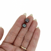 Brianne & Co. 18k gold pearl stud earrings with near flawless dark Tahitian pearls