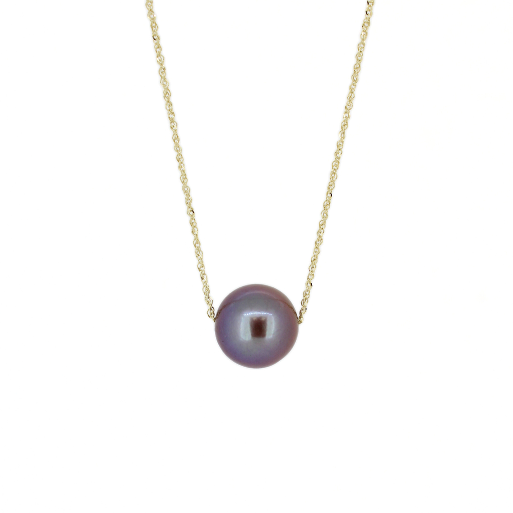 Brianne & Co. 14k Gold Purple Edison Pearl Floating Necklace 18"