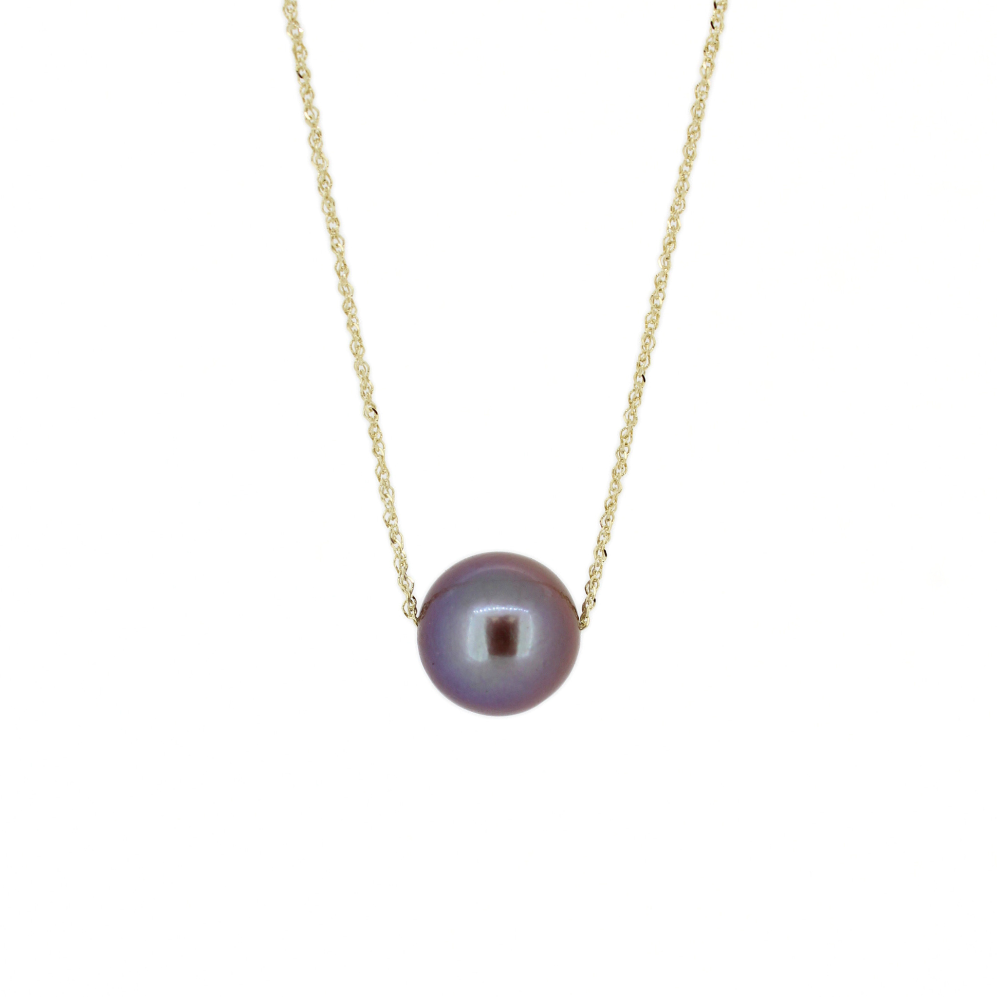 Brianne & Co. 14k Gold Purple Edison Pearl Floating Necklace 18"