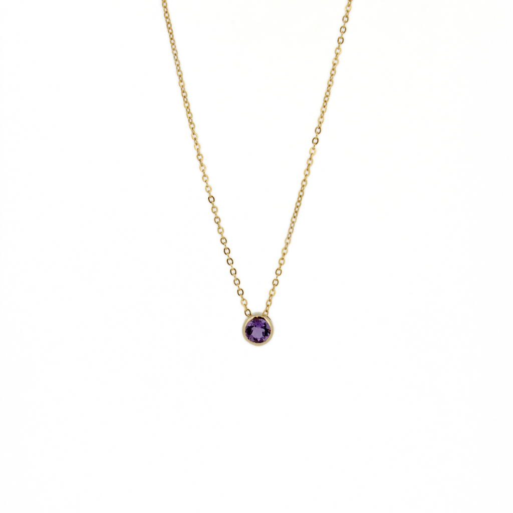Branne & Co. gold amethyst solitaire necklace