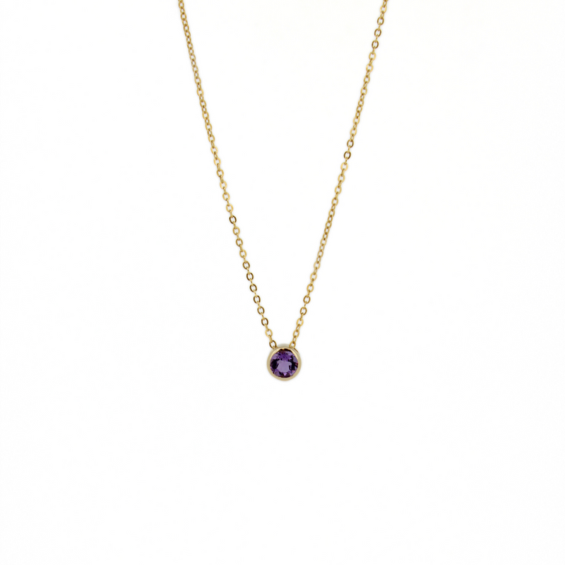 Branne & Co. gold amethyst solitaire necklace