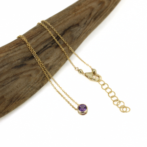 Brianne & Co. gold amethyst necklace on 18"-19" chain