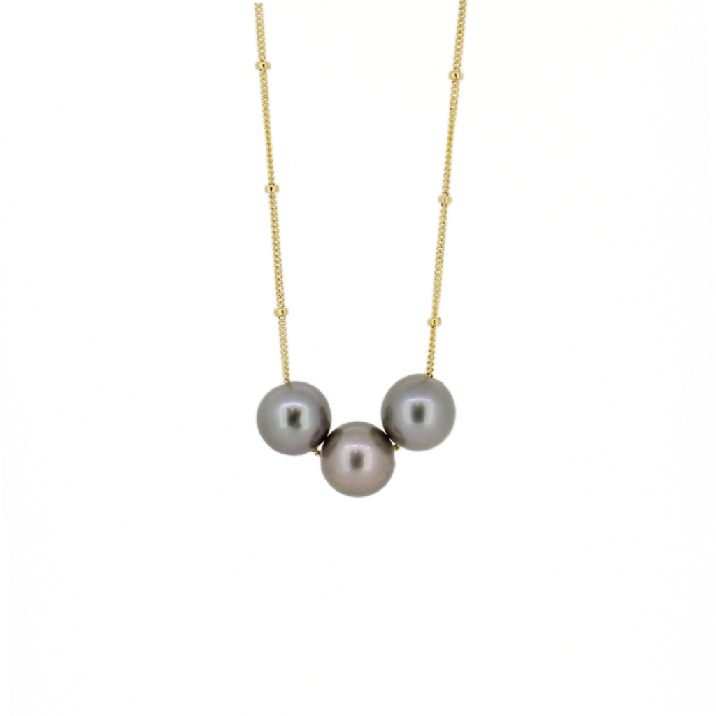 Brianne & Company gold fill triple Tahitian  pearl necklace