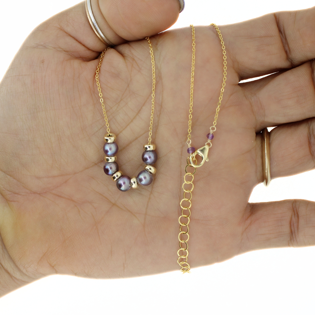 Gold Fill Tiny Purple Edison Pearl Necklace