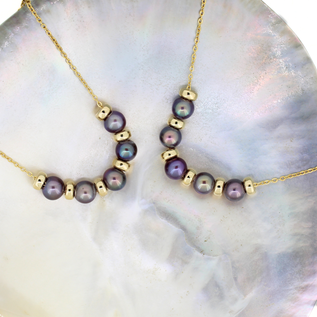 Gold Fill Tiny Purple Edison Pearl Necklace