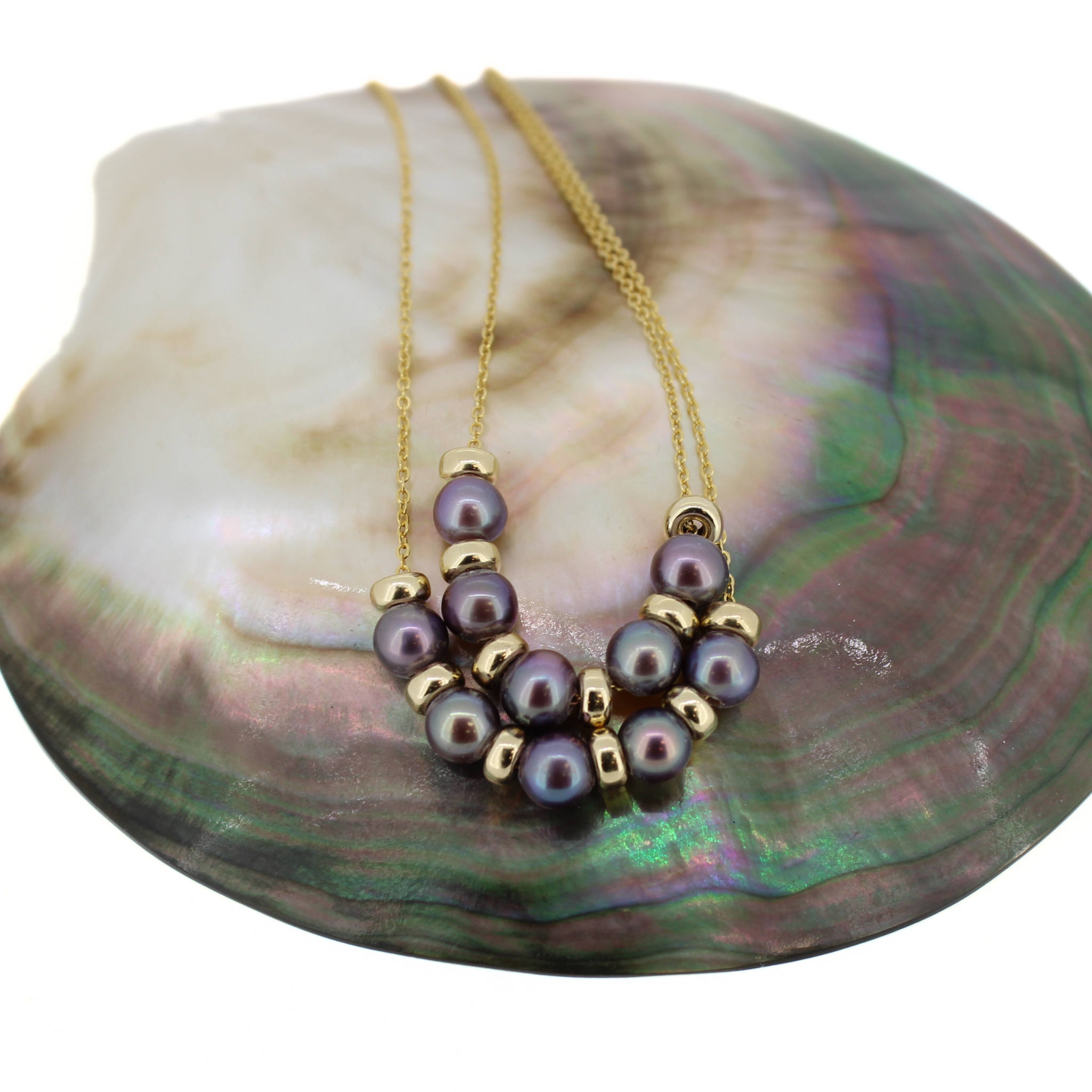 Brianne & co. 14k gold fill dainty deep purple Edison pearl necklace 16"-18" long