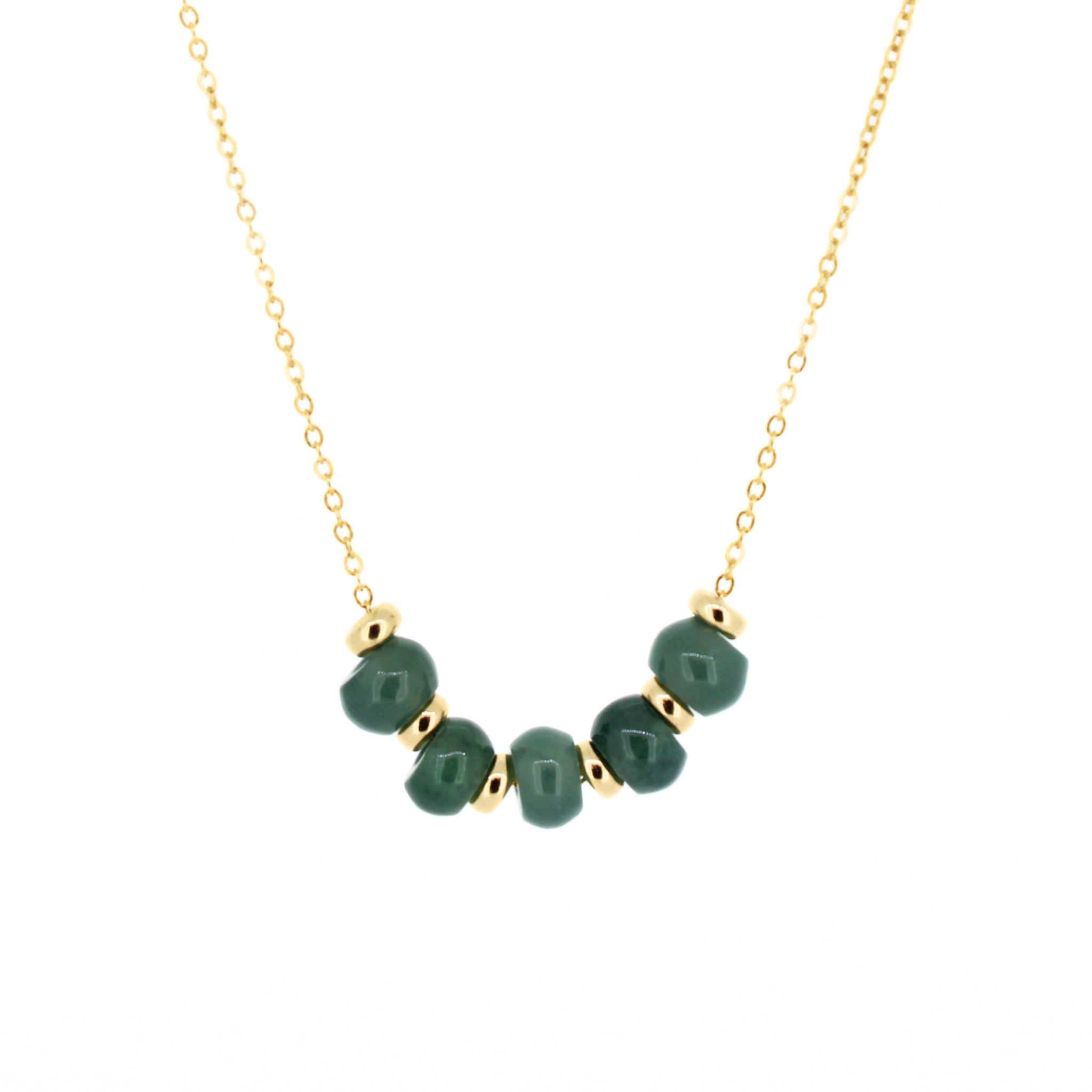 Brianne & co. 14k Gold Fill Mini Blue/Green Jade Floating Necklace