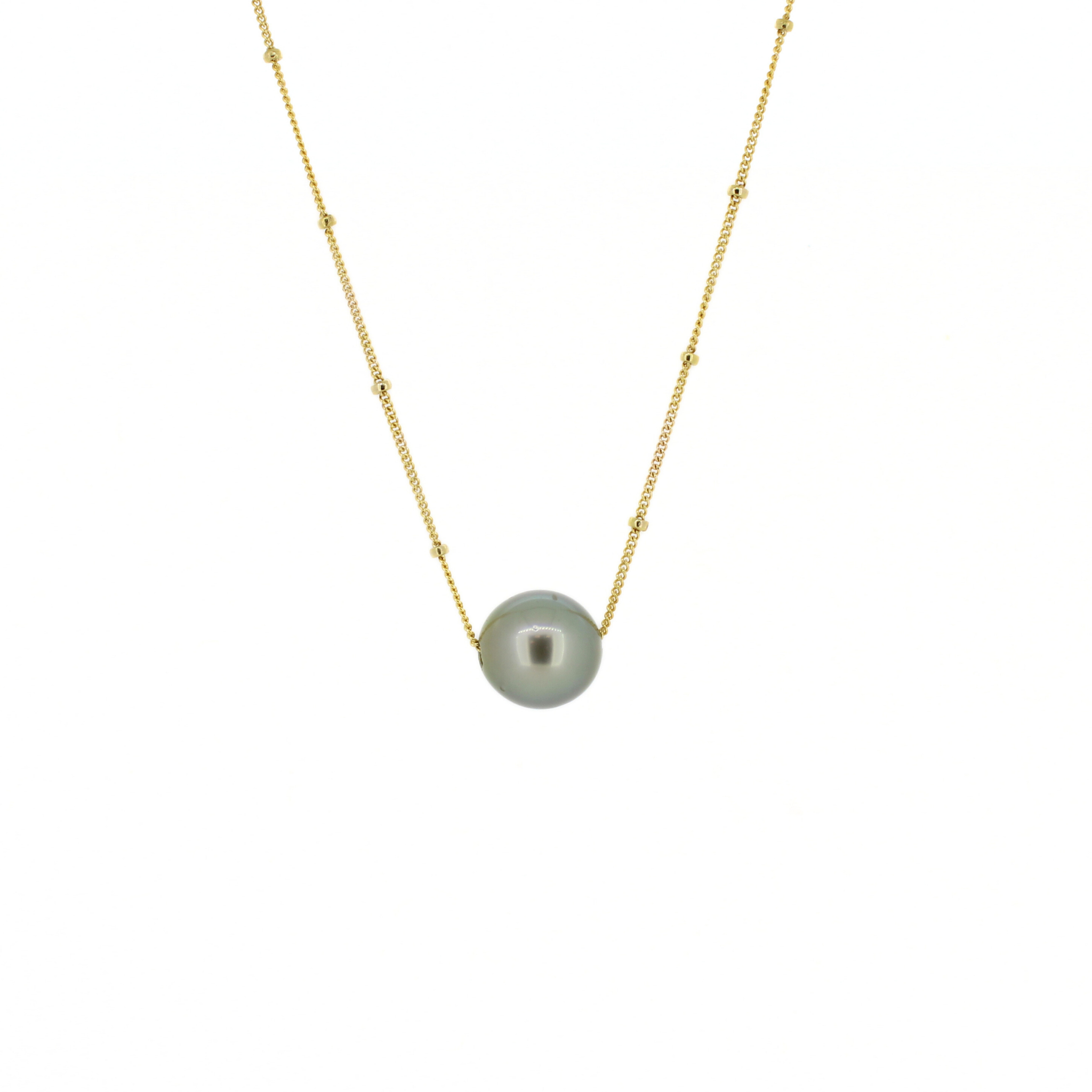 Brianne & Co. 14k gold fill floating Tahitian pearl necklace handmade in Kauai, Hawaii