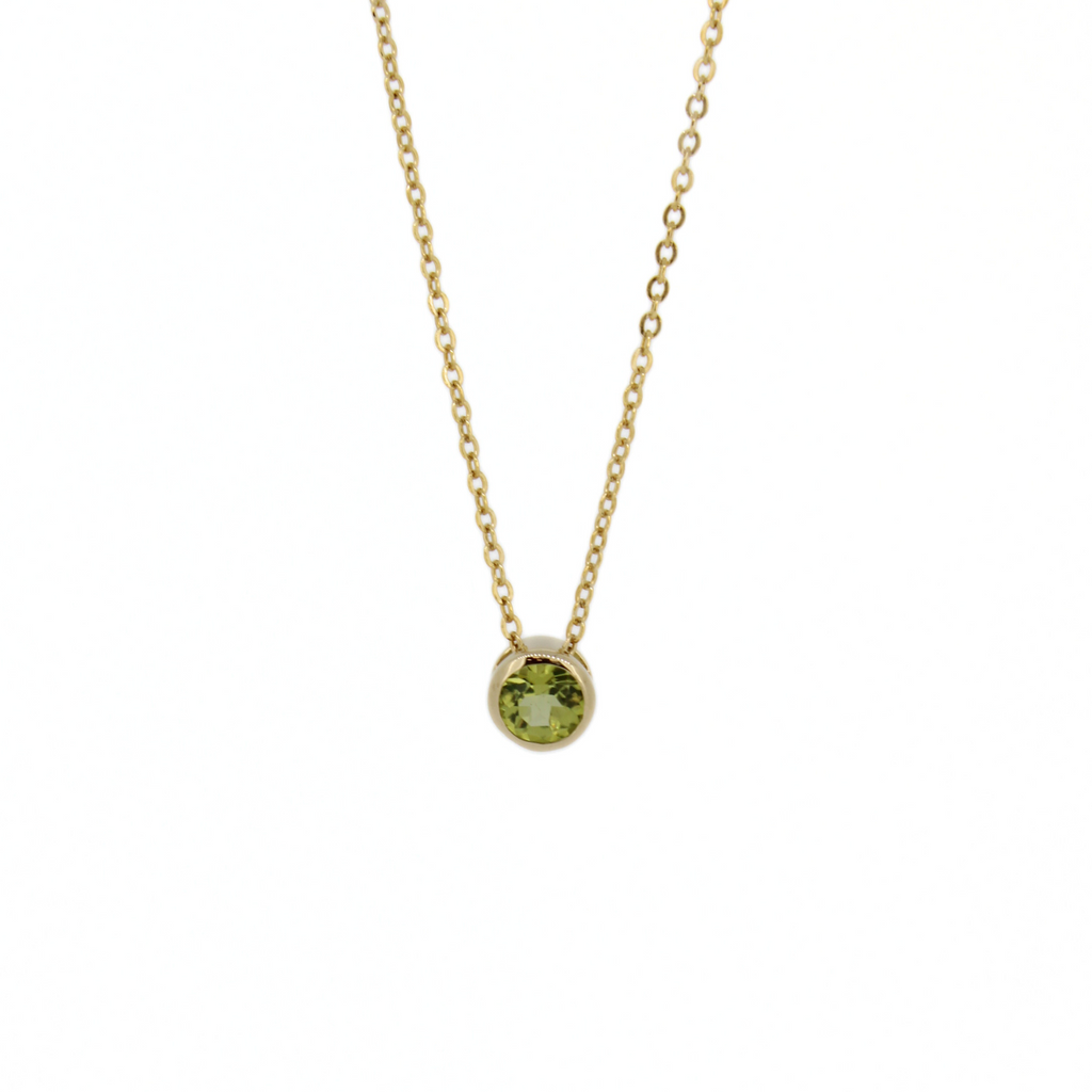 Brianne & Co. green peridot solitaire necklace in gold