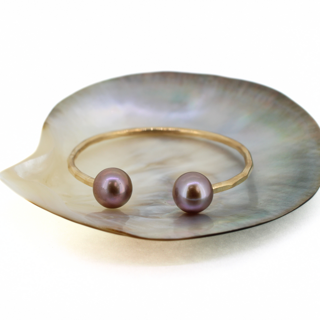 Brianne & Co. purple Edison pearl cuff in gold fill