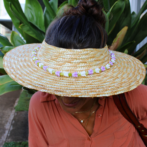 Purple & White Crown Flower & Pakalana Long Purse Lei