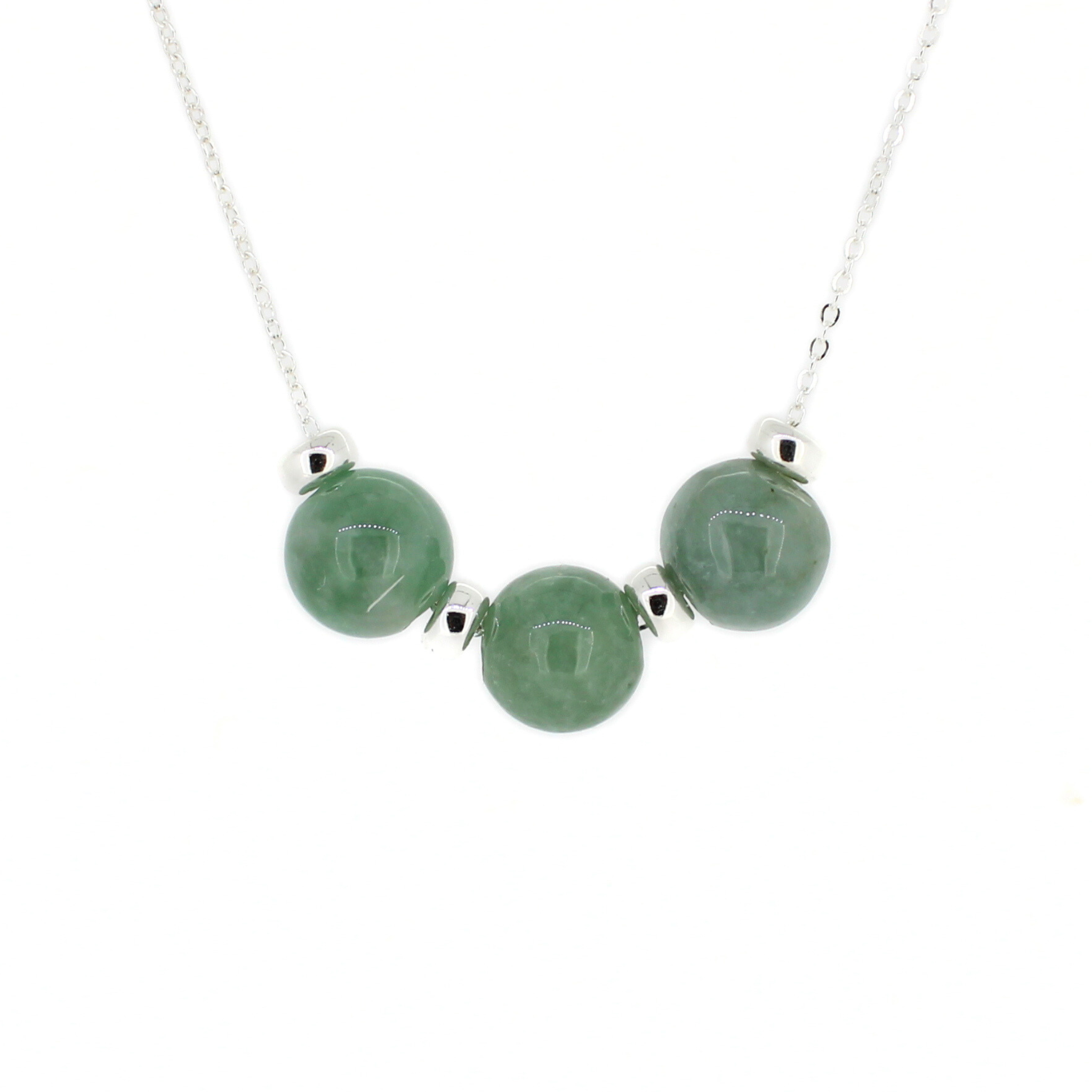 Brianne & Co. sterling silver triple floating jade necklace