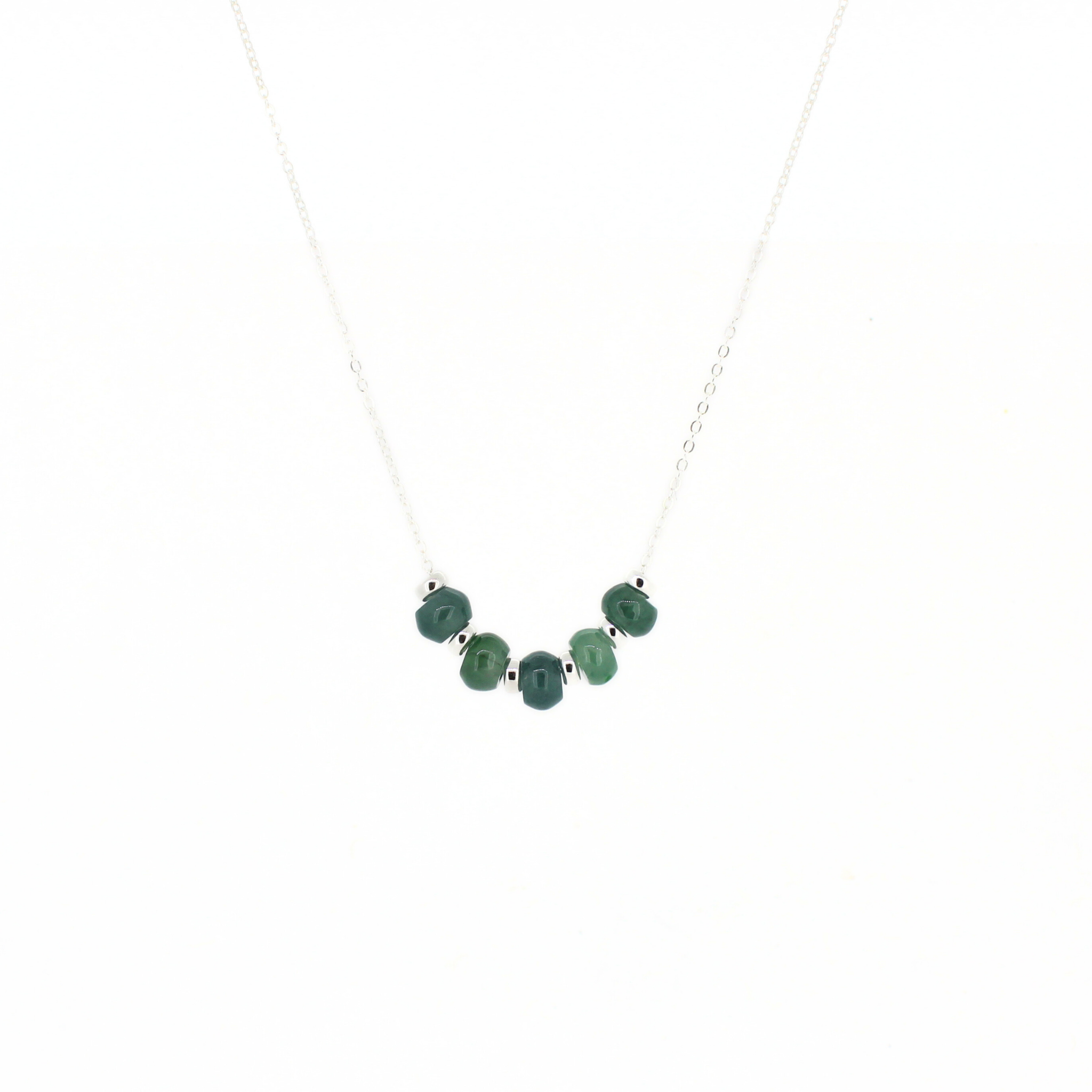 Brianne & Co. Sterling Silver Mini Blue/Green Jade Floating Necklace
