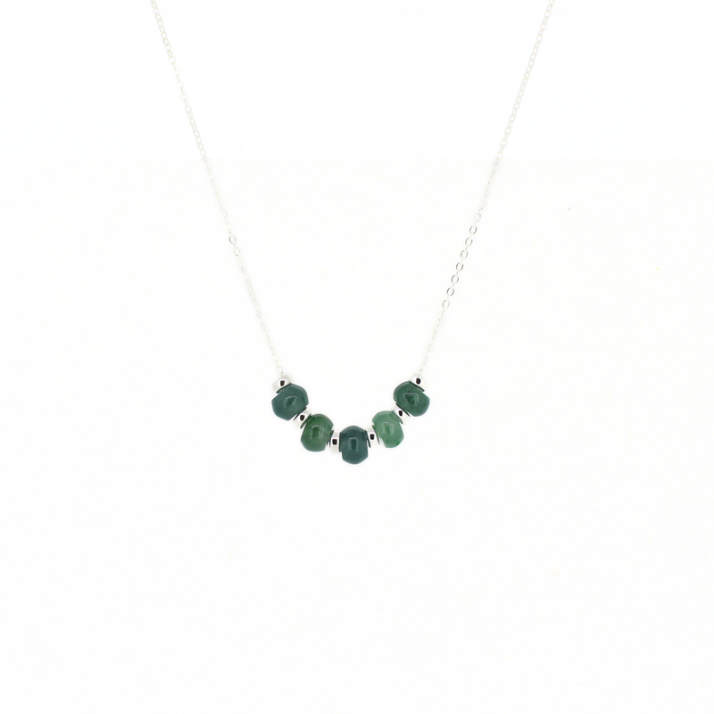 Brianne & Co. Sterling Silver Mini Blue/Green Jade Floating Necklace