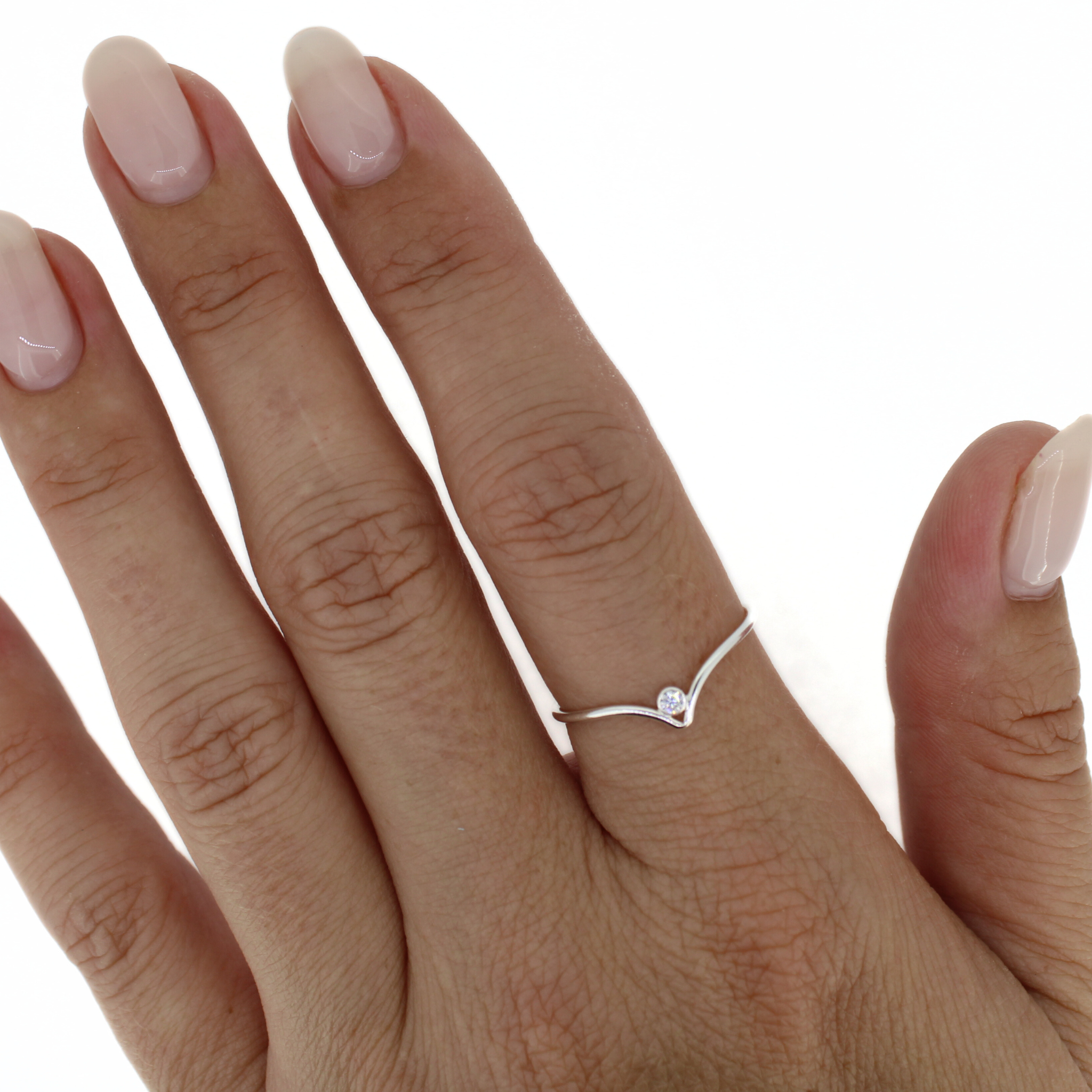 Sterling silver cubic zirconia chevron ring by Brianne & Co.