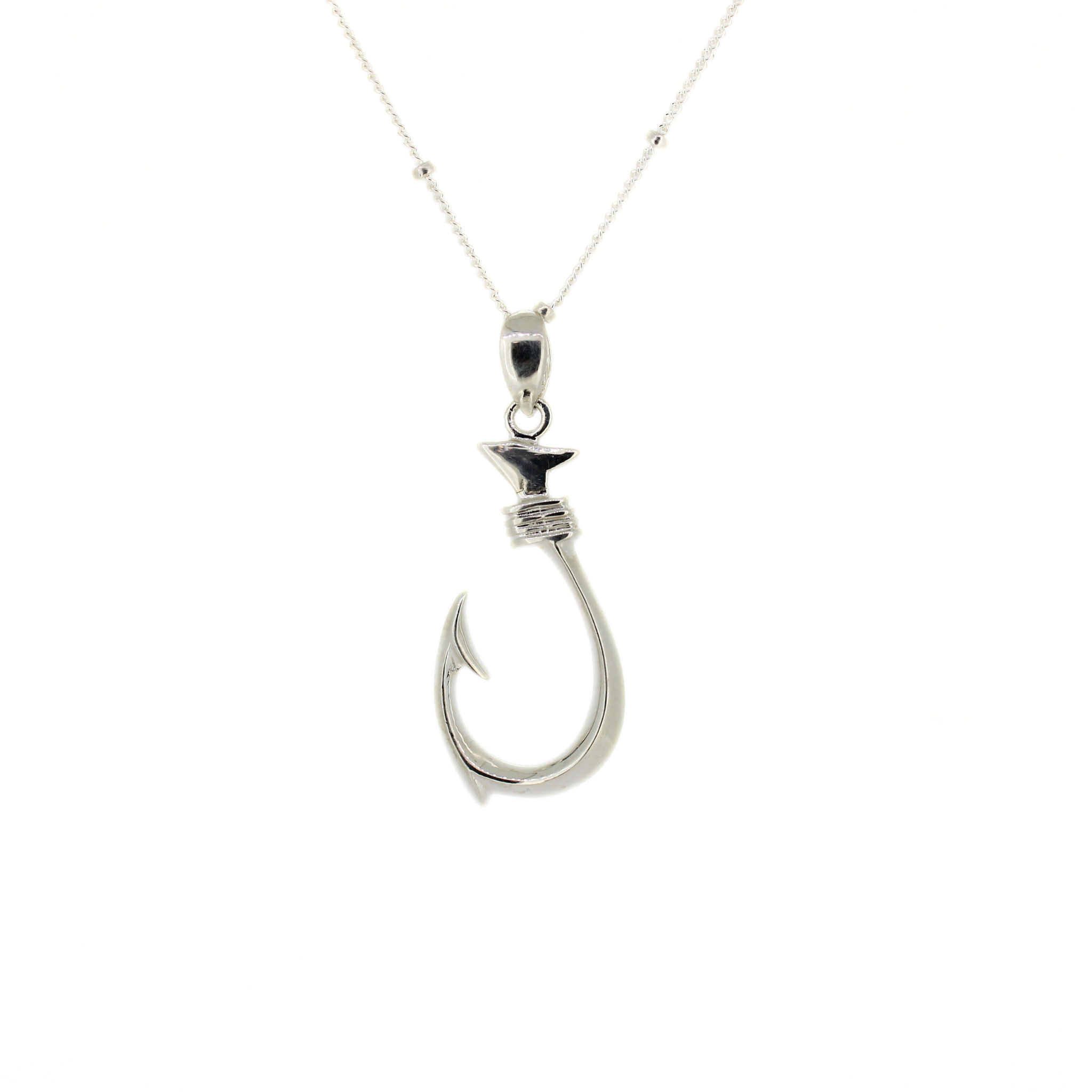Brianne & Co. sterling silver fish hook pendant handmade in Hawaii