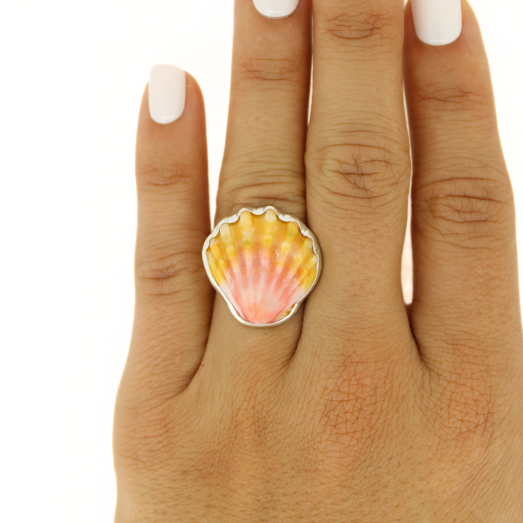 Sterling Silver Sunrise Shell Ring Size 6