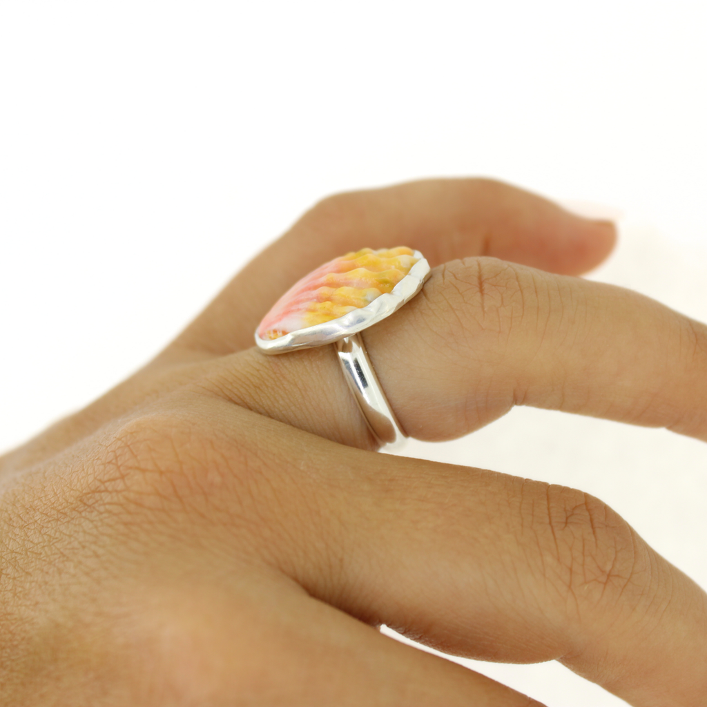 Sterling Silver Sunrise Shell Ring Size 6
