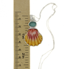 Sterling Silver Sunrise Shell and Sea Glass Pendant w/ Plumeria Bail