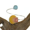 Sterling Silver Sunrise & Sea Glass Bypass Cuff Size Medium