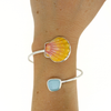 Sterling Silver Sunrise & Sea Glass Bypass Cuff Size Medium