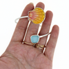 Sterling Silver Sunrise & Sea Glass Bypass Cuff Size Medium