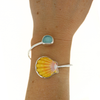 Sterling Silver Sunrise & Sea Glass Bypass Cuff Size Small