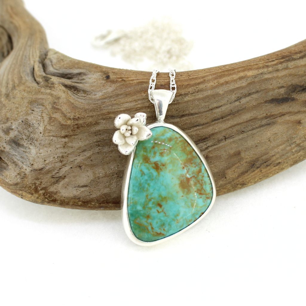 Sterling Silver Long Turquoise Statement Necklace