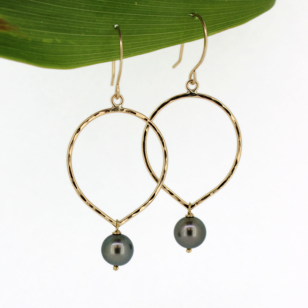 Brianne & Co. Tahitian pearl tear drop earrings in gold fill 