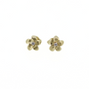 Brianne & Co. 14k yellow gold diamond plumeria stud earrings front view