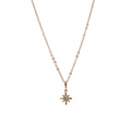 Brianne & Company tiny 14k pink gold diamond star necklace front view