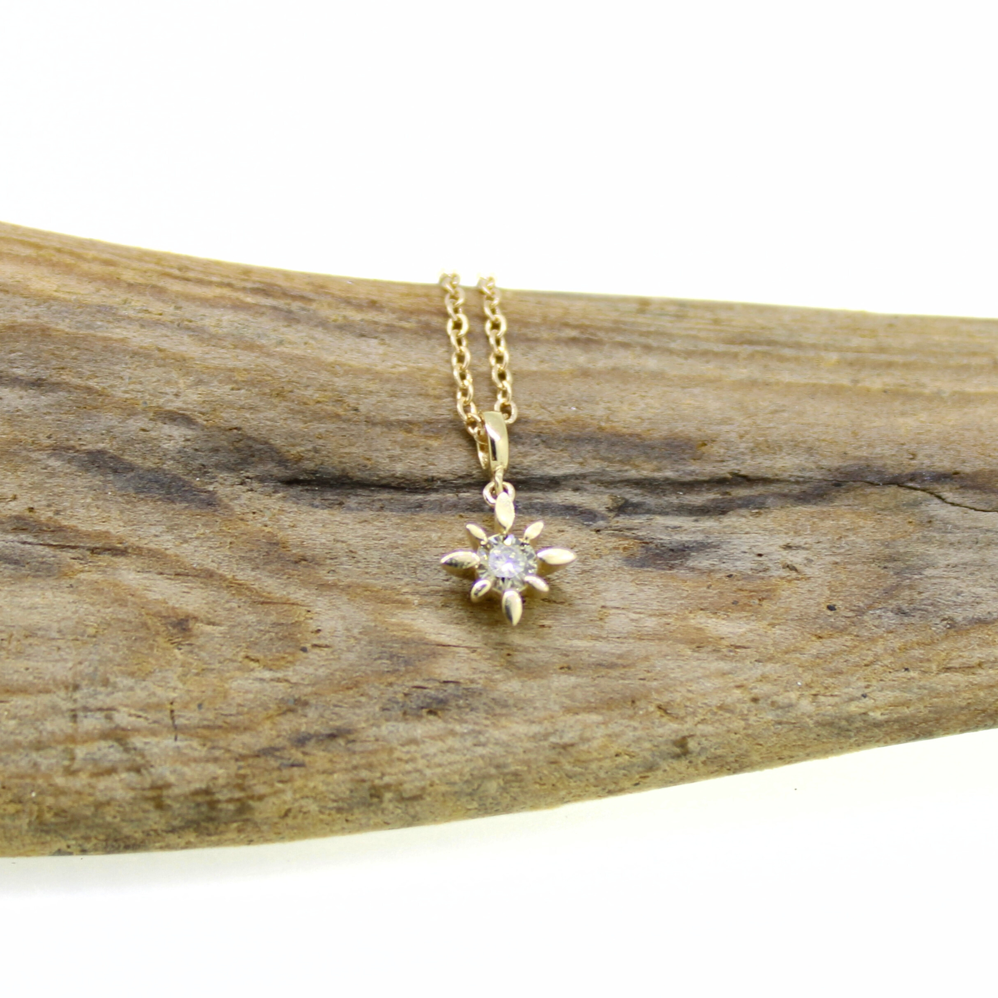 Brianne & Co. 14k yellow gold dainty diamond star necklace in drift wood