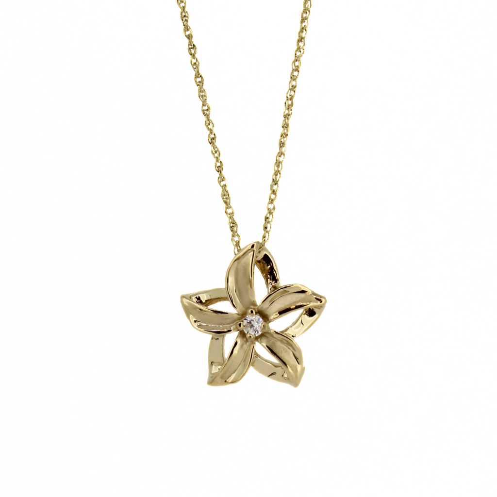 Brianne & Co. 14k Gold Flower Cut Out Necklace w/ Diamond