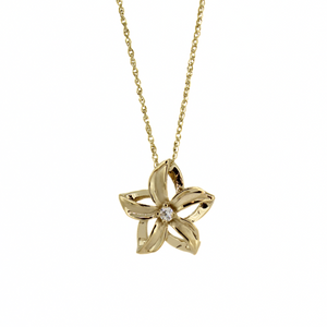 Brianne & Co. 14k Gold Flower Cut Out Necklace w/ Diamond