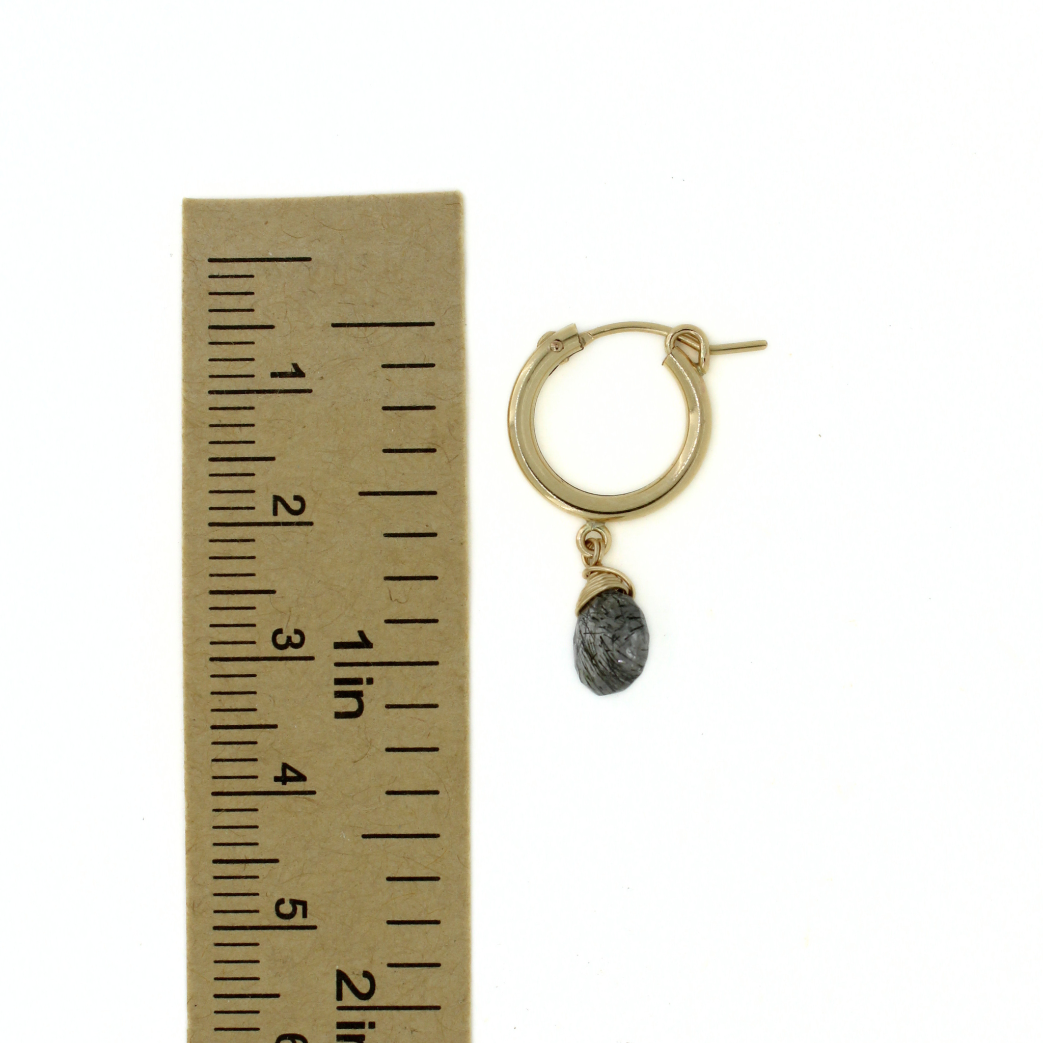 Gold 15mm Hoop Earrings w/ Rutile Quartz