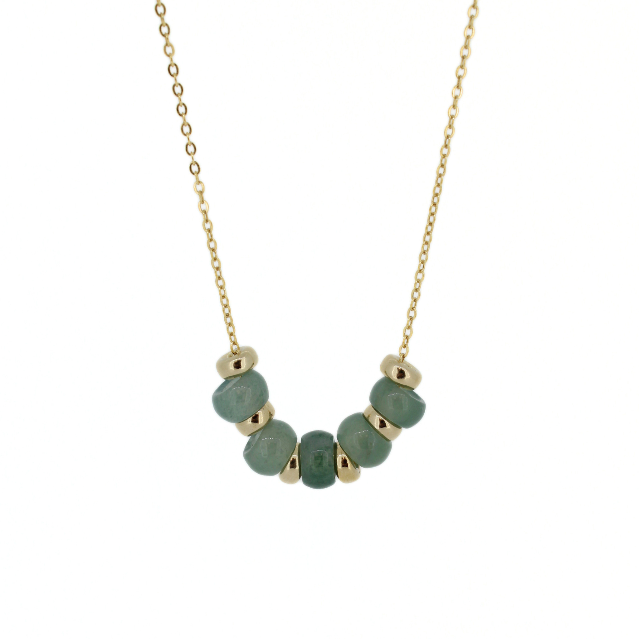 Brianne & co. 14k Gold Fill Mini Green Jade Floating Necklace