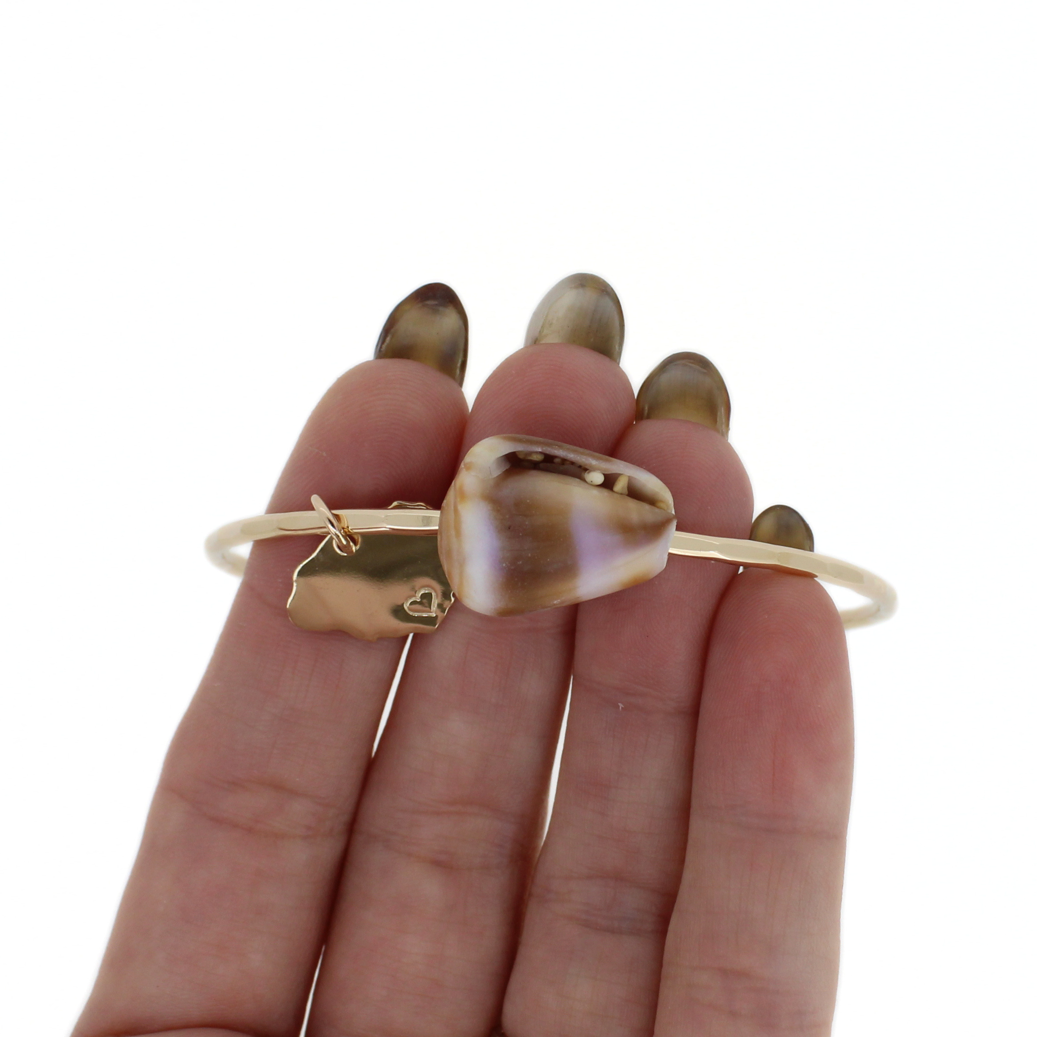 Gold Fill Cone Shell Bangle w/ Kaua'i Charm Size 7.75