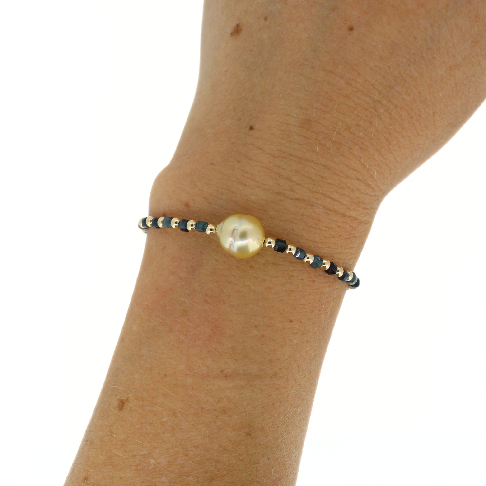 Golden South Sea Pearl & Tourmaline Bracelet Size Small