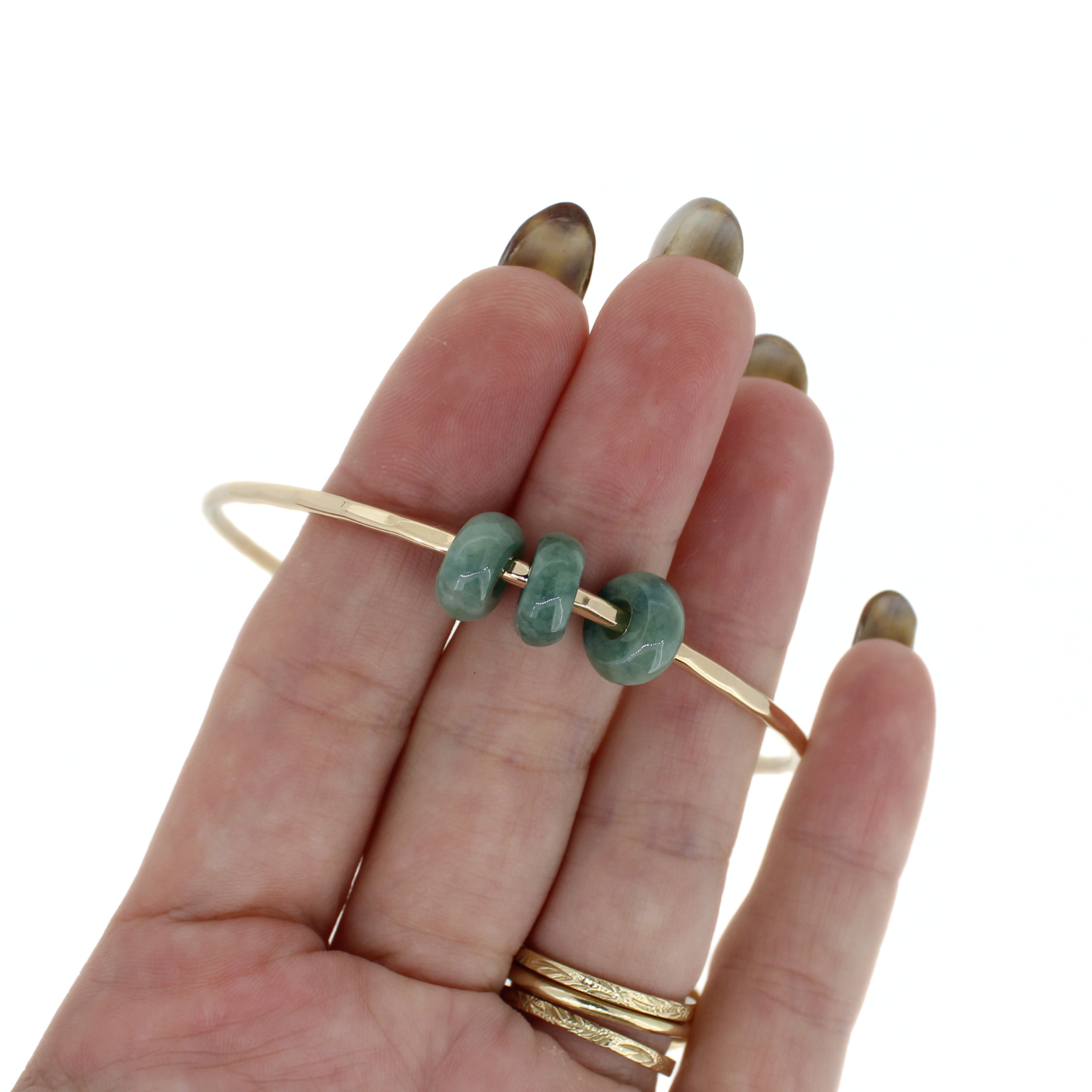 Gold Triple Jade Donut Bangle