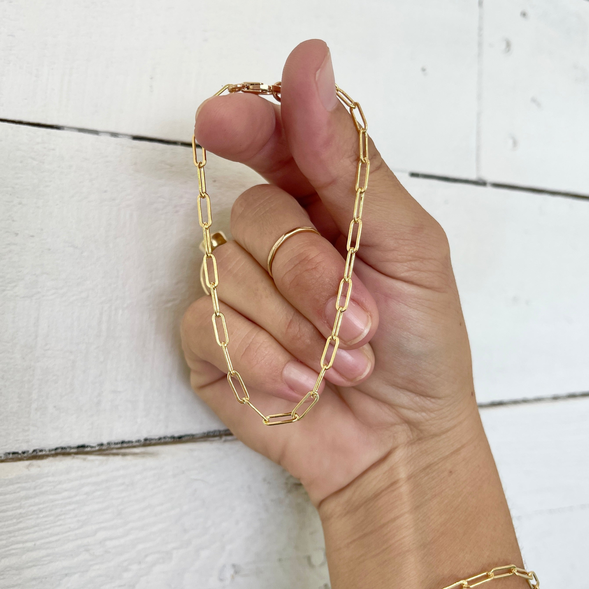 Brianne & Co. 14k gold filled thick paper clip bracelet