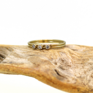 Brianne & Co. 14k gold filled triple CZ ring up close front view