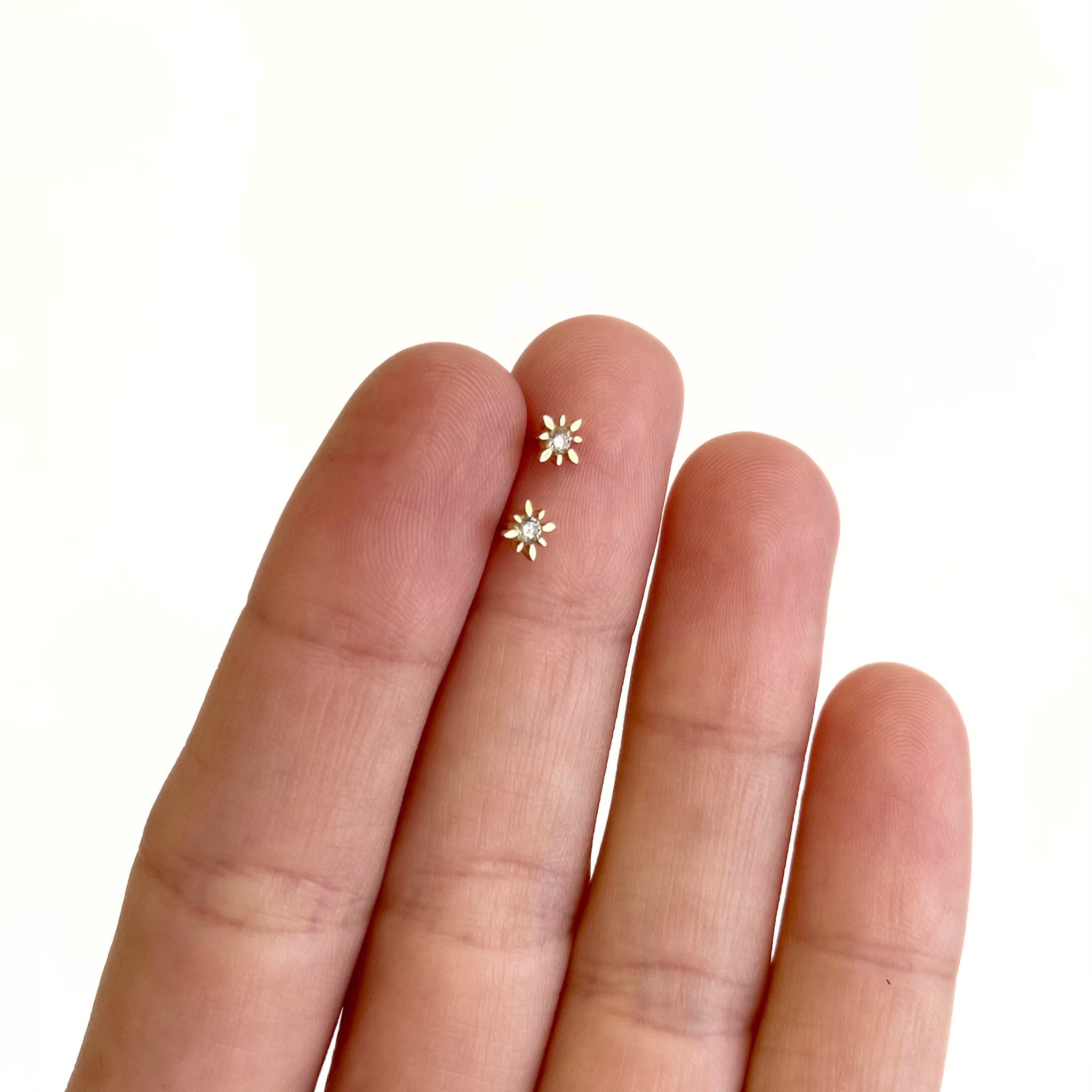 14K Diamond Star Studs