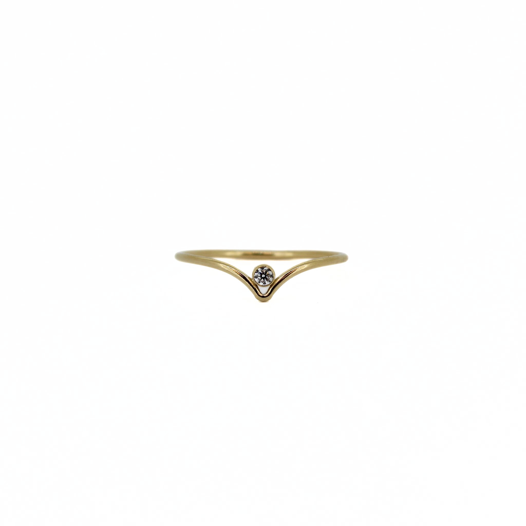 Brianne & Co. gold fill chevron ring with cubic zirconia front view