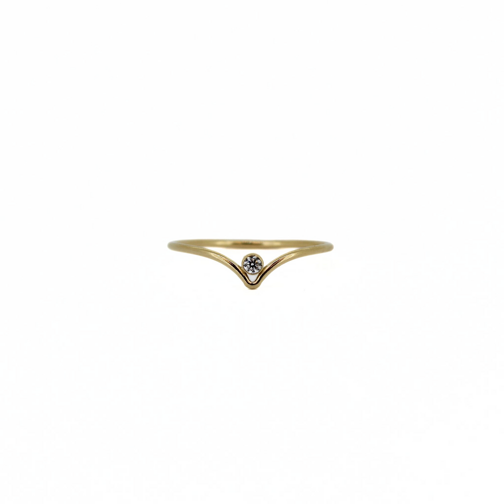 Brianne & Co. gold fill chevron ring with cubic zirconia front view